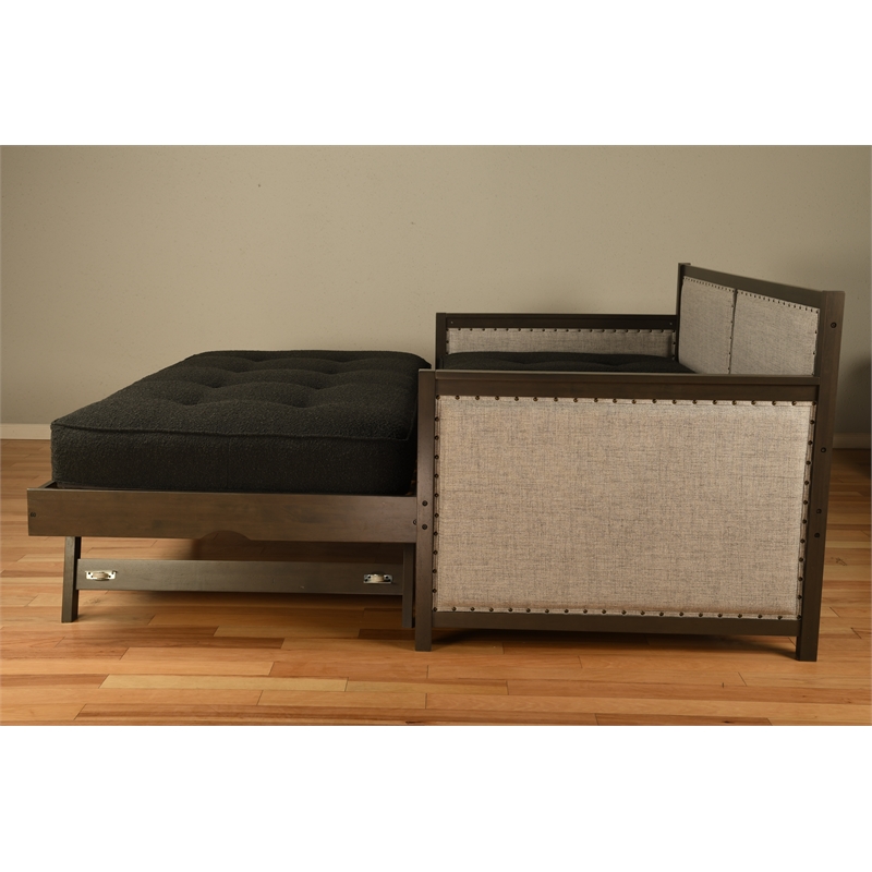 Pemberly Row Wood Daybed in Graystone includes Pop Up and Mattresses