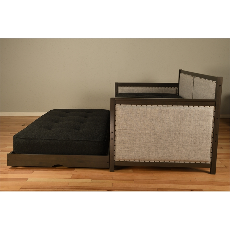 Pemberly Row Wood Daybed in Graystone includes Pop Up and Mattresses