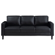 Pemberly Row Faux Leather Upholstered Track Arm Faux Leather Sofa Black