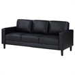 Pemberly Row Faux Leather Upholstered Track Arm Faux Leather Sofa Black