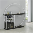 Pemberly Row Circular LED Wood Home Bar with Wine Storage Dark Charcoal