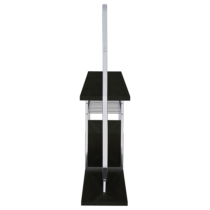 Pemberly Row Circular LED Wood Home Bar with Wine Storage Dark Charcoal