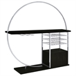Pemberly Row Circular LED Wood Home Bar with Wine Storage Dark Charcoal