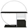 Pemberly Row Circular LED Wood Home Bar with Wine Storage Dark Charcoal