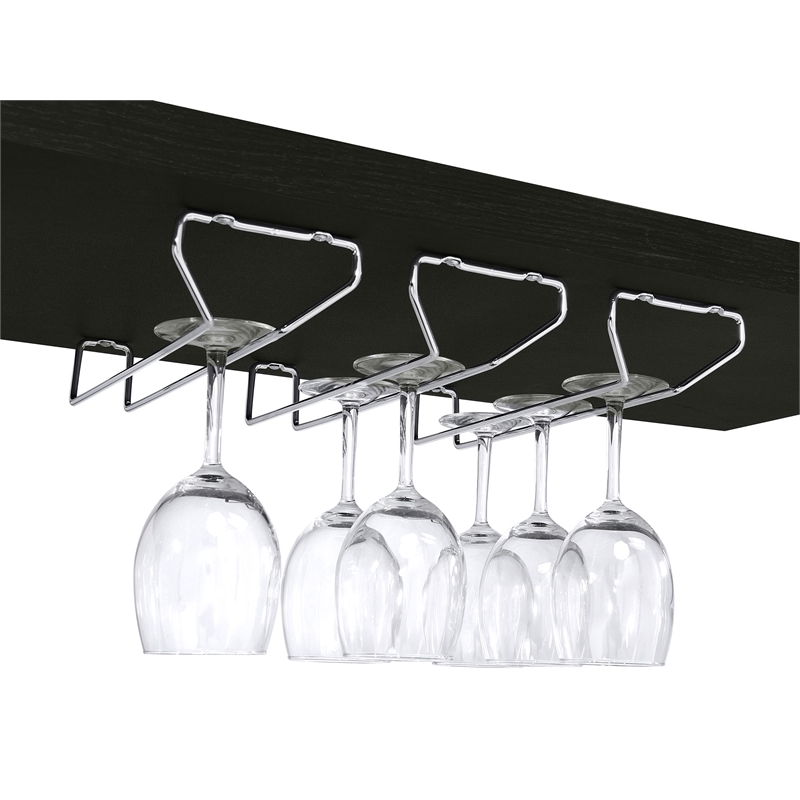 Pemberly Row Circular LED Wood Home Bar with Wine Storage Dark Charcoal