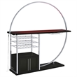 Pemberly Row Circular LED Wood Home Bar with Wine Storage Dark Charcoal