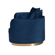 Pemberly Row Glam and Luxe Navy Blue Velvet and Brushed Gold Metal Sofa