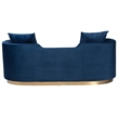 Pemberly Row Glam and Luxe Navy Blue Velvet and Brushed Gold Metal Sofa