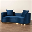 Pemberly Row Glam and Luxe Navy Blue Velvet and Brushed Gold Metal Sofa