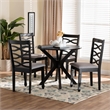 Pemberly Row Gray Fabric and Dark Brown Finished Wood 5-Piece Dining Set
