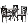 Pemberly Row Gray Fabric and Dark Brown Finished Wood 5-Piece Dining Set