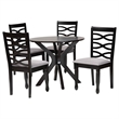 Pemberly Row Gray Fabric and Dark Brown Finished Wood 5-Piece Dining Set