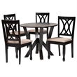 Pemberly Row Sand Fabric and Dark Brown Finished Wood 5-Piece Dining Set