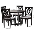 Pemberly Row Gray Fabric and Dark Brown Finished Wood 5-Piece Dining Set