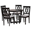 Pemberly Row Gray Fabric and Dark Brown Finished Wood 5-Piece Dining Set