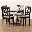 Pemberly Row Sand Fabric and Dark Brown Finished Wood 5-Piece Dining Set