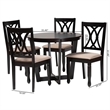 Pemberly Row Sand Fabric and Dark Brown Finished Wood 5-Piece Dining Set