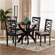 Pemberly Row Gray Fabric and Dark Brown Finished Wood 5-Piece Dining Set