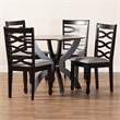Pemberly Row Gray Fabric and Dark Brown Finished Wood 5-Piece Dining Set