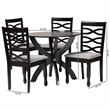 Pemberly Row Gray Fabric and Dark Brown Finished Wood 5-Piece Dining Set