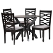 Pemberly Row Gray Fabric and Dark Brown Finished Wood 5-Piece Dining Set
