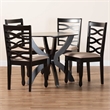 Pemberly Row Sand Fabric and Dark Brown Finished Wood 5-Piece Dining Set
