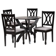 Pemberly Row Gray Fabric and Dark Brown Finished Wood 5-Piece Dining Set