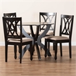 Pemberly Row Sand Fabric and Dark Brown Finished Wood 5-Piece Dining Set