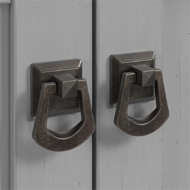 Pemberly Row Small Storage Cabinet with Doors and Shelves in Cape Cod Gray