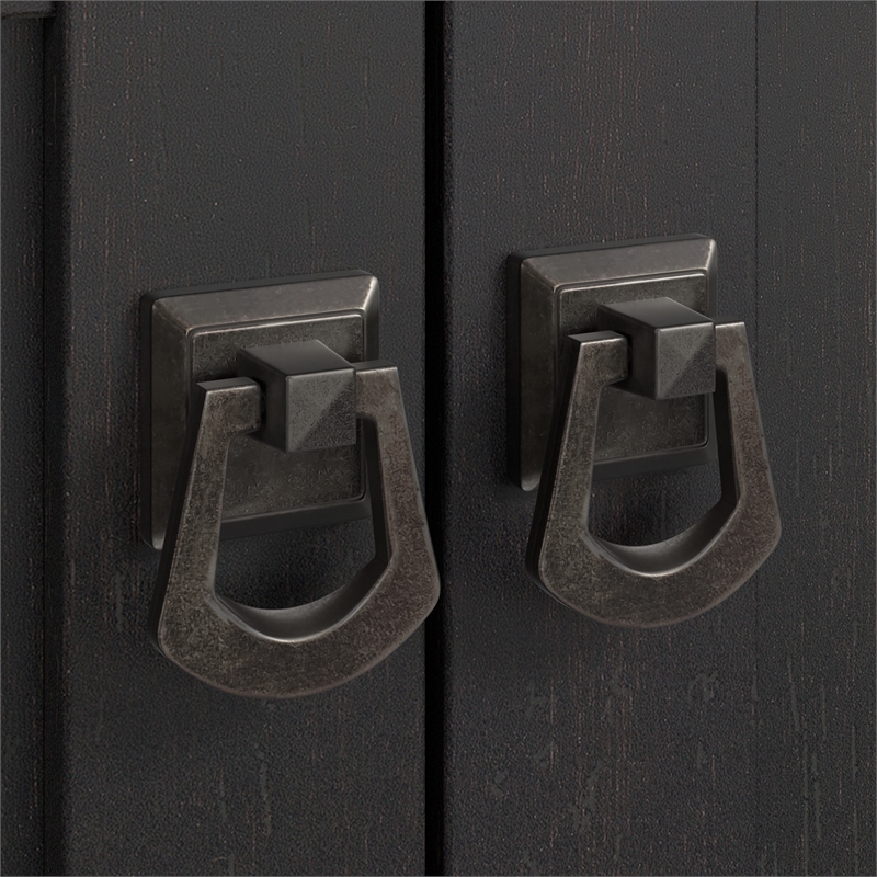 Pemberly Row Small Storage Cabinet with Doors and Shelves in Vintage Black