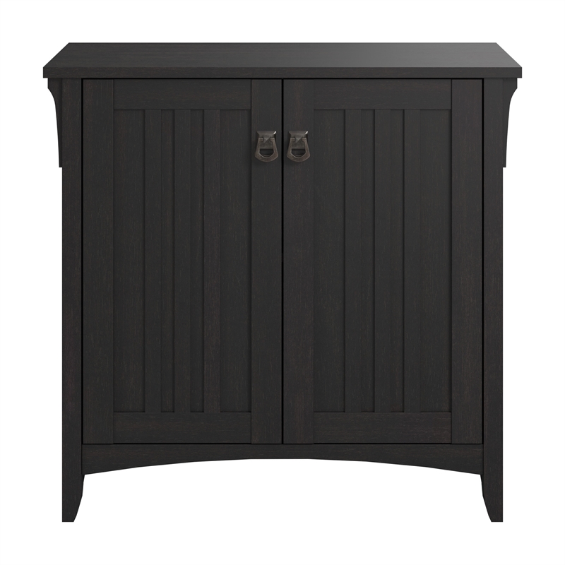 Pemberly Row Small Storage Cabinet with Doors and Shelves in Vintage Black
