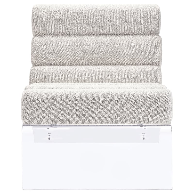 Pemberly Row Fabric Upholstered Accent Chair with Clear Acrylic Frame Ivory