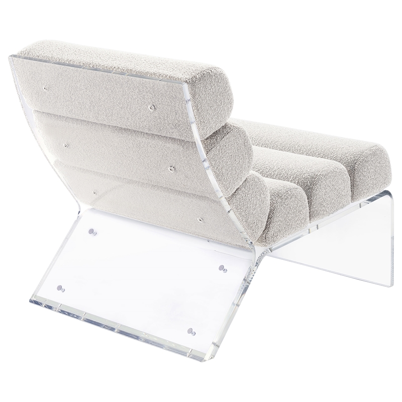 Pemberly Row Fabric Upholstered Accent Chair with Clear Acrylic Frame Ivory