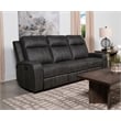 Pemberly Row Faux Leather Upholstered Motion Reclining Sofa Gray