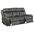 Pemberly Row Faux Leather Upholstered Motion Reclining Sofa Gray