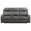 Pemberly Row Faux Leather Upholstered Motion Reclining Sofa Gray