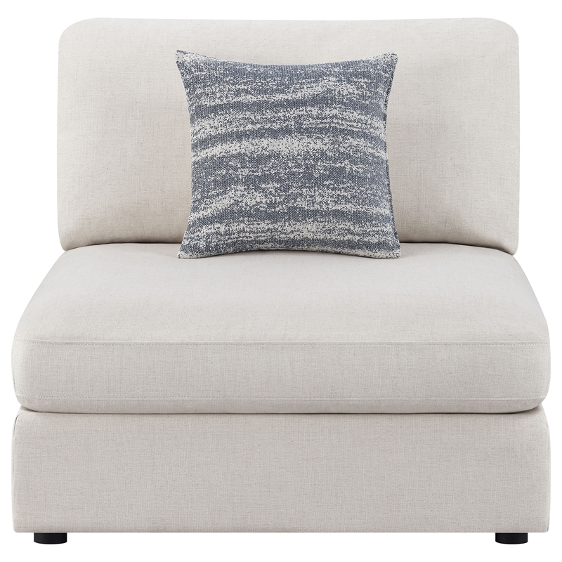 Pemberly Row Transitional Fabric Upholstered Armless Chair Beige