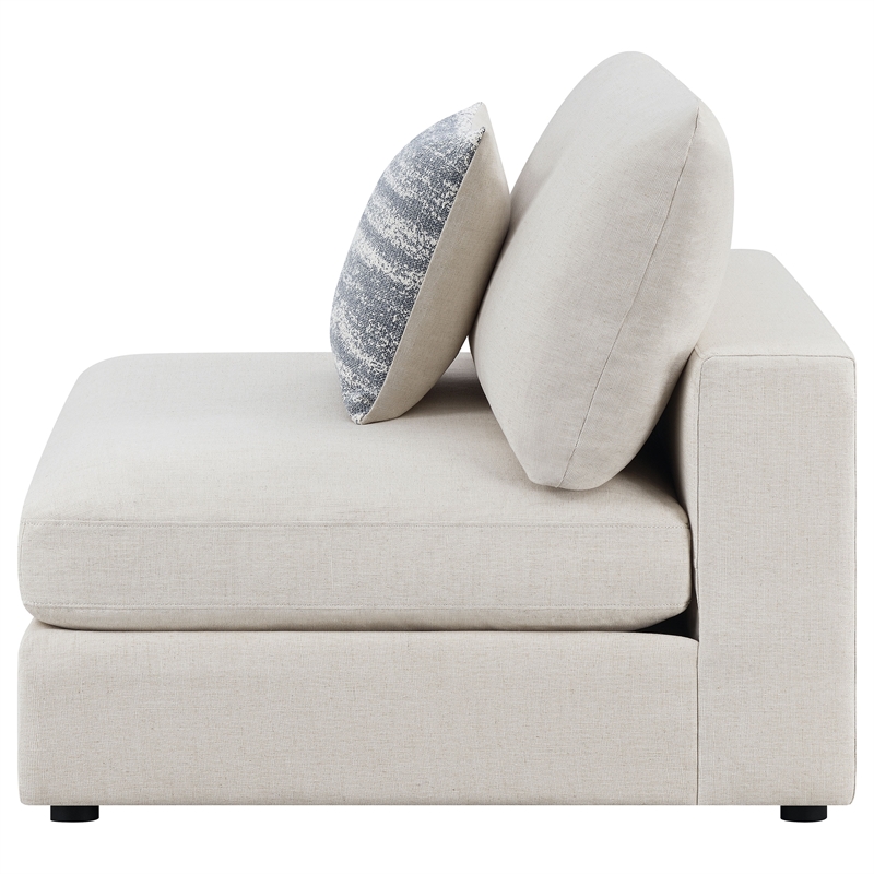 Pemberly Row Transitional Fabric Upholstered Armless Chair Beige