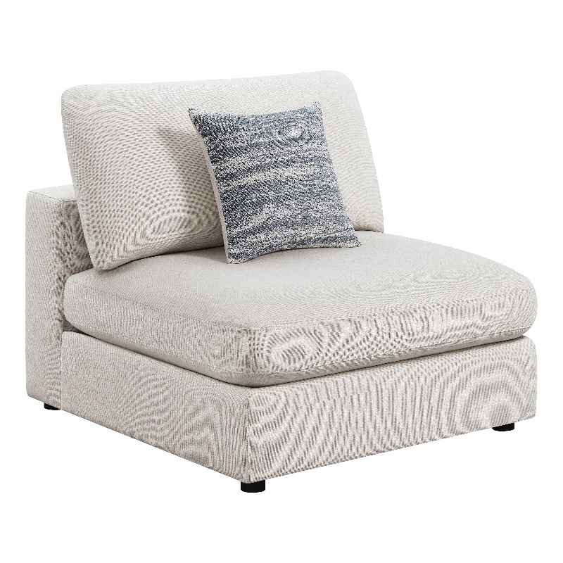 Pemberly Row Transitional Fabric Upholstered Armless Chair Beige