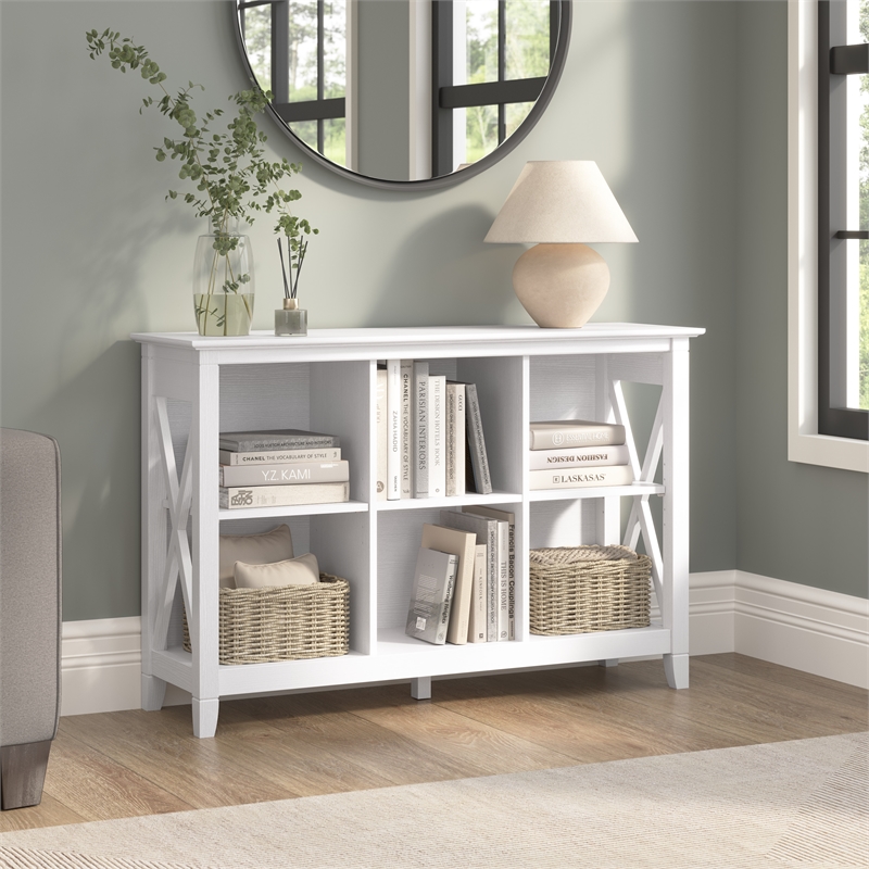 Pemberly Row 6 Cube Bookshelf Bookcase in Pure Engineered Wood White Oak