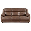 Pemberly Row Faux Leather Upholstered Padded Arm Sofa Dark Brown