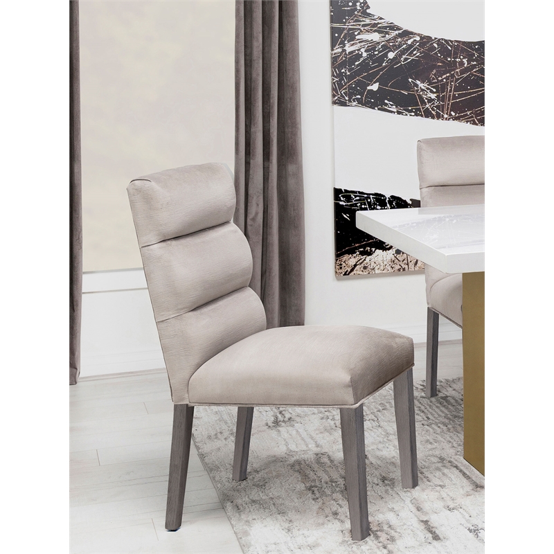Pemberly Row Modern Fabric Upholstered Dining Side Chair in Stone