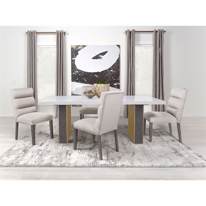 Pemberly Row Modern Fabric Upholstered Dining Side Chair in Stone