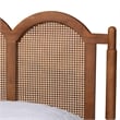 Pemberly Row Brown Wood Queen Size Platform Bed with Woven Rattan