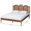 Pemberly Row Brown Wood Queen Size Platform Bed with Woven Rattan