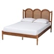 Pemberly Row Brown Wood Queen Size Platform Bed with Woven Rattan