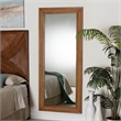 Pemberly Row Walnut Brown Rubberwood and Rattan Frame Wall Mirror