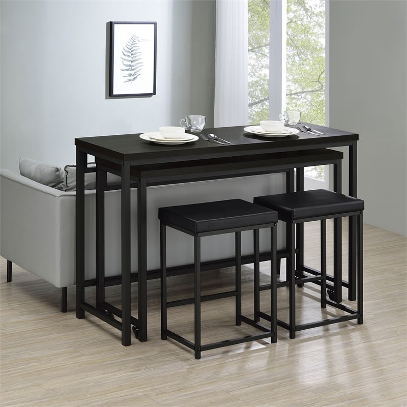 Pemberly Row 4-piece Multipurpose Wood Counter Height Table Set Black