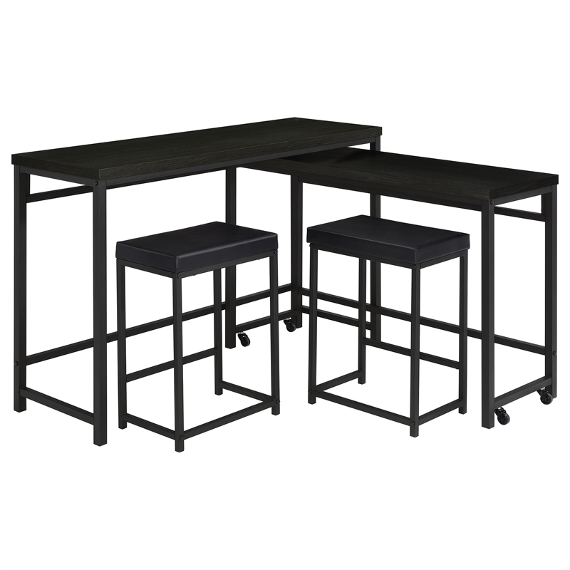 Pemberly Row 4-piece Multipurpose Wood Counter Height Table Set Black