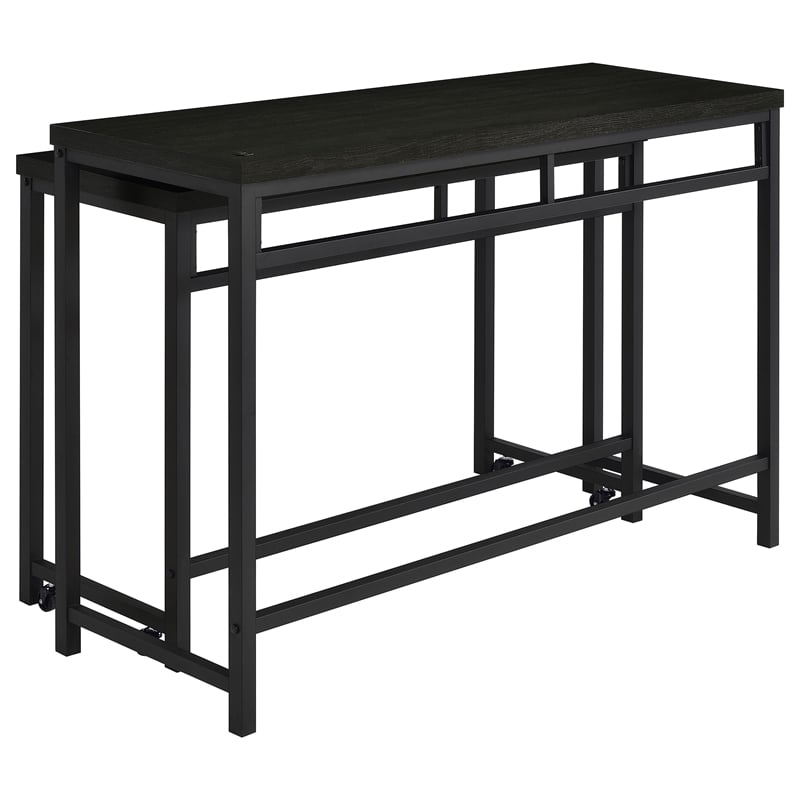 Pemberly Row 4-piece Multipurpose Wood Counter Height Table Set Black